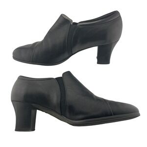 BeautiFeel Ashley Black Leather Comfort Pumps sz 40 9 Block Heel Made in Israel